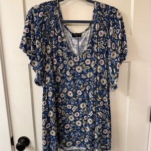 Lane Bryant Blue Floral Blouse
